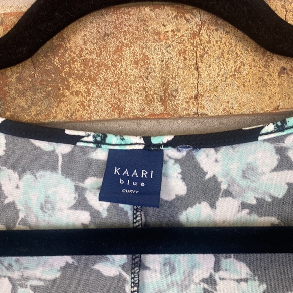 Kaari Blue Curvy Floral Long Sleeve Dress Cutout Womens 1X - Picture 3 of 5